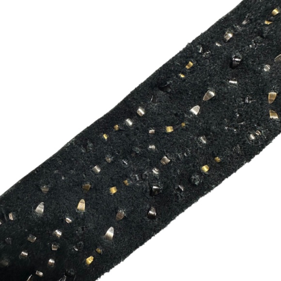 Handmade L.A. SKY Black Genuine Leather Belt With Studs Rhinestones Large main image 6